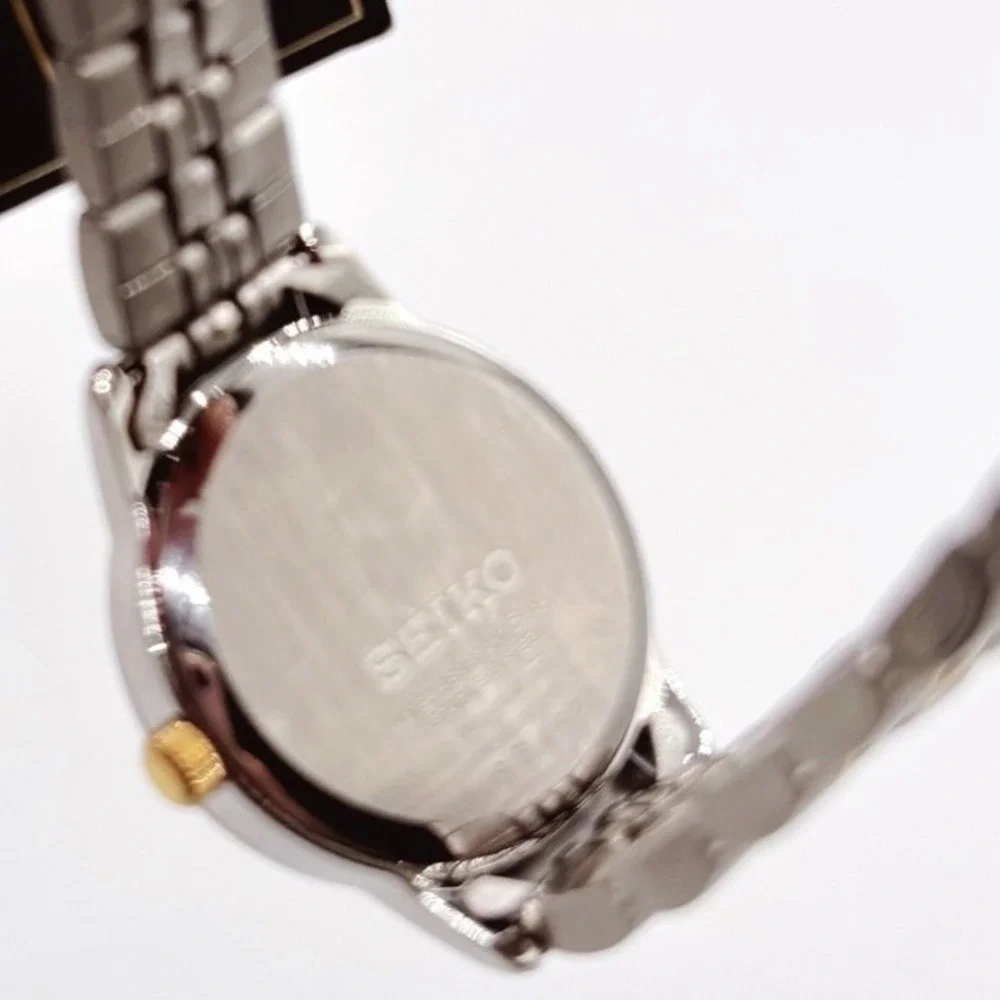Seiko Essentials SUR834 Womens Two Tone Stainless Steel Quartz Watch White Dial